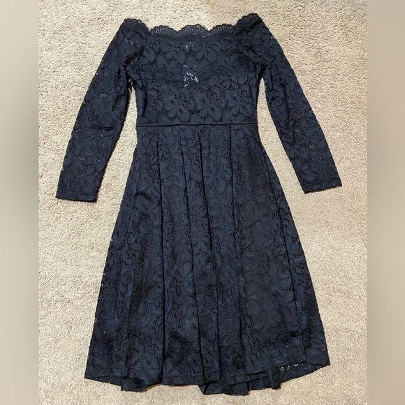 MISSMAY Women's Retro Floral Lace Long Sleeve Boat Neck Swing Dress Small NWT - Picture 8 of 14